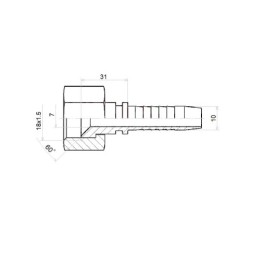 10 x Tiesi jungtis DK-KOMATSU DN10 1/2SN M18x1.5