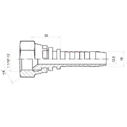 10 x Tiesi jungtis DKJ DN16 1/2SN 1 1/16"-12 UNF
