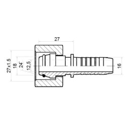 10 x Tiesi jungtis DKOL DN16 1SN 2SN M27x1.5