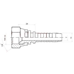 10 x Tiesi jungtis DKJ DN10 1/2SN 7/8"-14 UNF
