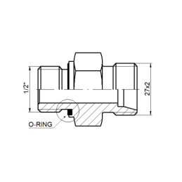 5 x Tiesus hidraulinis prijungimas: ED, BB sriegis: BSP 1/2" - M27x2 su NBR sandarikliu.