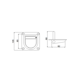 5 x Rankenos kilpelė dugne krovinio tvirtinimo priekabos diržui 105x105 mm, maksimali apkrova: 2 tonos