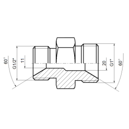 5 x Tiesios hidraulinės jungties tipas: BB sriegiai: BSP 1" - BSP 1/2"