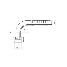 5 x Plokščias kampinis srieginis elementas DKL-FL 90 DN12 (13) M22x1.5