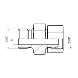 5 x Tiesus hidraulinis prijungimas: ED, BA sriegiai: BSP 1/2" - G1/2" su NBR sandarikliu.