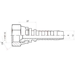 5 x Tiesi jungtis DKJ DN12 1/2SN 1 1/16"-12 UNF