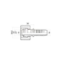 5 x Tiesi jungtis DKOL DN19 (20) 1SN 2SN M30x2