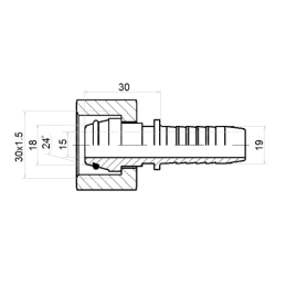 5 x DKOL TIESUS FLANŠAS DN19 (20) 1SN 2SN M30x1.5
