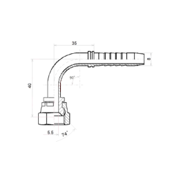 5 x DKJ-90 kampinis užspaudimas DN8 1/2SN 1/2"-20 UNF