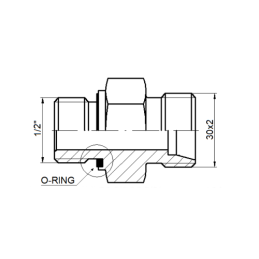 5 x Tiesus hidraulinis prijungimas: ED, BB sriegis: BSP 1/2" - M30x2 su NBR sandarikliu.