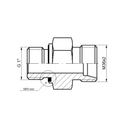5 x Tiesus hidraulinis prijungimas: ED, BB sriegis: BSP 1" - M36x2 su NBR sandarikliu.