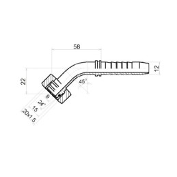 5 x Kampinis srieginis elementas DKOL-45 DN12 (13) 1SN 2SN M20x1.5