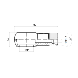 5 x Hidraulinė jungtis su kilpele, korpuso sriegis: M16x1,5, kilpelė: 1/4 colio, korpuso aukštis: 14 mm.