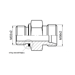5 x Tiesus hidraulinis prijungimas: ED BB sriegiai: M33x2 - M36x2 su NBR sandarikliu