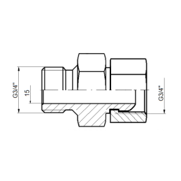 5 x Tiesus hidraulinis prijungimas: ED, sriegiai: BSP 3/4" - G3/4" su NBR sandarikliu.