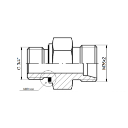 5 x Tiesus hidraulinis prijungimas: ED, BB sriegis: BSP 3/4" - M36x2 su NBR sandarikliu.