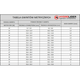 5 x Tiesus hidraulinis prijungimas: ED, BB sriegis: BSP 3/4" - M36x2 su NBR sandarikliu.
