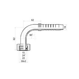 5 x Kampinis srieginis elementas DKOL-90 DN19 (20) 1SN 2SN M30x2
