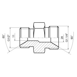 5 x Tiesios hidraulinės jungties tipas: BB sriegiai: BSP 1 1/4" - BSP 1/2"