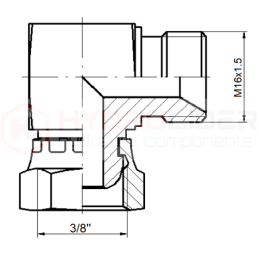 5 x Hidraulinės kampinės jungties tipas: AB, metriniai sriegiai: 3/8" - 16"