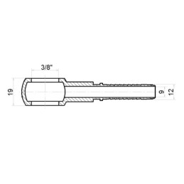 5 x RNR tiesus vamzdinis sriegis DN12 1/2SN, kilpelė: 3/8" aukštis: 19 mm