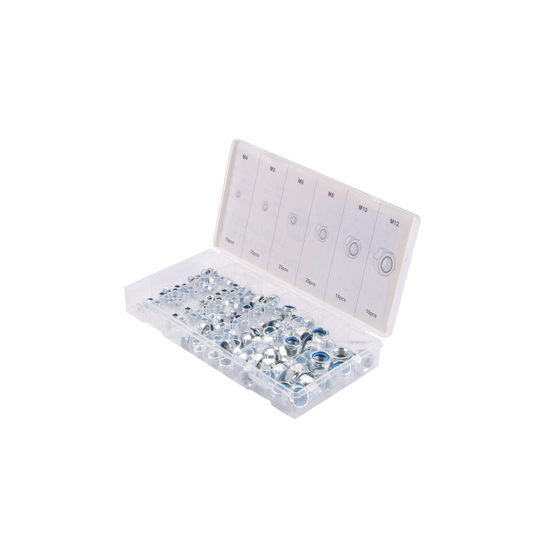 5 x Šešiakampių fiksavimo veržlių rinkinys su nailono įdėklu, 146 vnt.