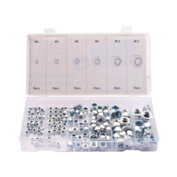 5 x Šešiakampių fiksavimo veržlių rinkinys su nailono įdėklu, 146 vnt.