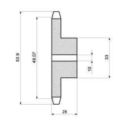 5 x Grūdintas grandinės žvaigriukas 12 dantų 1/2" 08B-1 grandinei