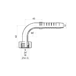 5 x DKOL-90 KAMPINIS PJOVIMAS DN12 (13) 1SN 2SN M27x1.5