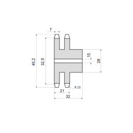 5 x Dviguba grandinės žvaigzdė 2x10 dantų 1/2" grandinei 08 B-2