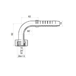 5 x Kampinis srieginis elementas DKOL-90 DN19 (20) 1SN 2SN M26x1.5