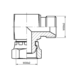 3 x Hidraulinės kampinės jungties tipas: AB, metriniai sriegiai: 30x2/30x2