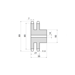 3 x Dviguba grandinės žvaigzdė 2x16 dantų 1/2" grandinei 08 B-2