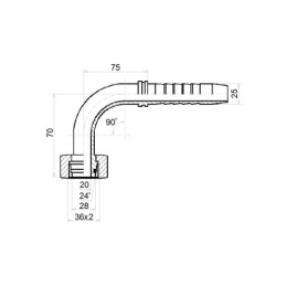 3 x Kampinis jungiamasis elementas DKOL-90 DN19 (20) 1SN 2SN M36x2