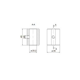 3 x Įvorė, skirta privirinti prie hidraulinio cilindro stūmoklio koto 20x35x45