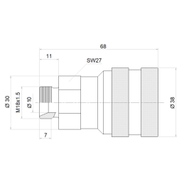 3 x Hidraulinė greitoji jungtis, „Euro“, minkšto paspaudimo tipo lizdas. Trumpas išorinis sriegis M18x1.5.