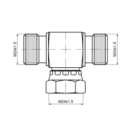 3 x Hidraulinės T formos jungties tipas: BAB, visi sriegiai M24x1.5