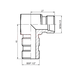 3 x ED PBBK 1/2"-M18X1.5 colio kampinė jungtis su fiksavimo veržle