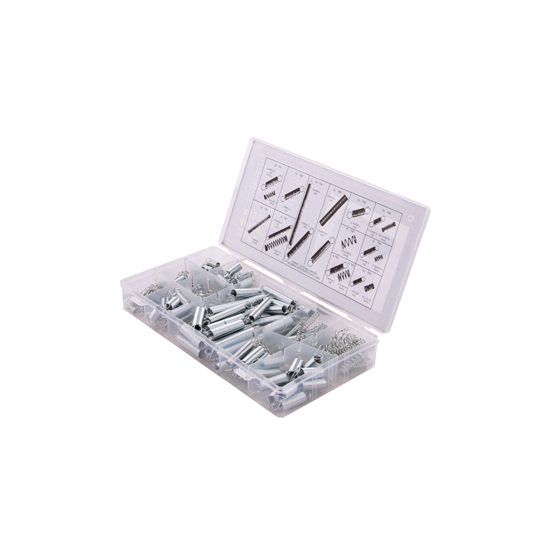 3 x Mišrių spyruoklių rinkinys, 200 vnt. Prailginimo, suspaudimo ir tempimo spyruoklės