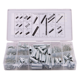 3 x Mišrių spyruoklių rinkinys, 200 vnt. Prailginimo, suspaudimo ir tempimo spyruoklės