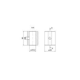 3 x Įvorė, skirta privirinti prie hidraulinio cilindro stūmoklio koto 25x50x80