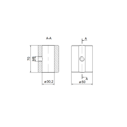 3 x Įvorė, skirta privirinti prie hidraulinio cilindro stūmoklio koto 30x50x70