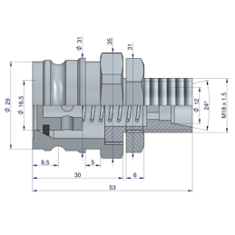 3 x Stabdžių greito sujungimo kištukas M18x1.5 išorinis sriegis
