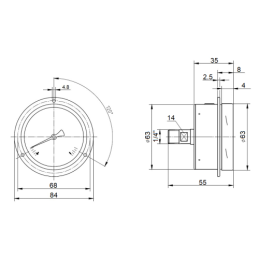 2 x Manometras su tvirtinimu 63mm 0-250Bar GW T 1/4"