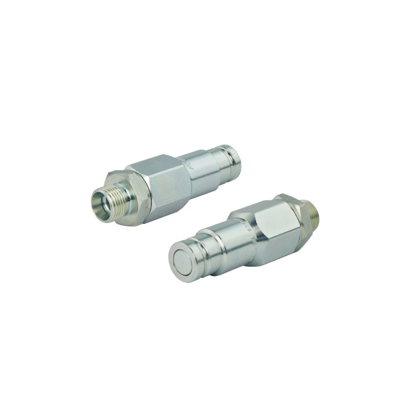 2 x Hidraulinės greitos jungties kištukas su plokščia, sausa jungtimi, išorinis sriegis M16x1.5