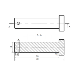 2 x Pilnas pavaros tvirtinimas prie rėmo, 15 mm skersmens kaištis su vielokaiščiu + dvi suvirinimo plokštės