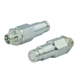 2 x Plokščia, sausa hidraulinė greito prijungimo jungties kištukas, išorinis sriegis M18x1.5