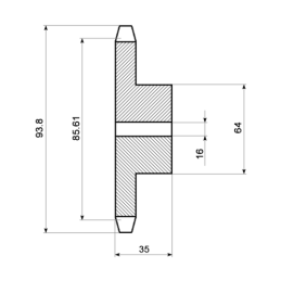 2 x Grūdinto 14 dantų 3/4" grandinės žvaigzdė, skirta 12B-1 grandinei