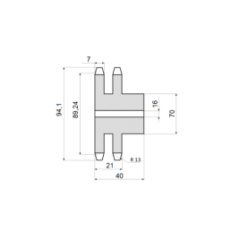2 x Dviguba grandinės žvaigzdė 2x22 dantų 1/2" grandinei 08 B-2