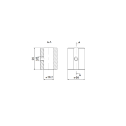 2 x Įvorė, skirta privirinti prie hidraulinio cilindro stūmoklio koto 30x60x90